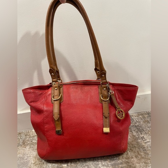 Audrey Brooke Handbags - Audrey Brooke Genuine Red Leather Shoulder Bag Purse Handbag Gold Hardware